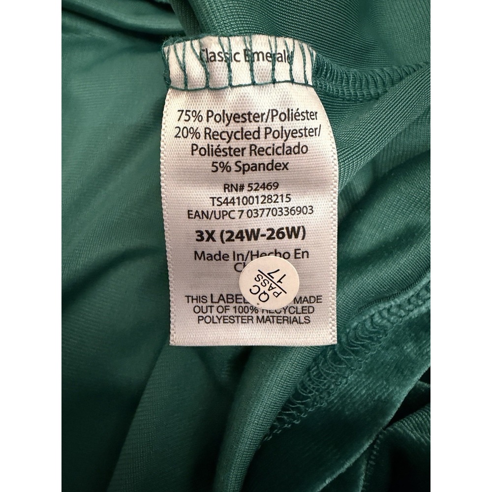 Terra & Sky Midi Dress Size 3X Pockets Tiered Flutter Sleeve Emerald Velvet NWT - Picture 8 of 9